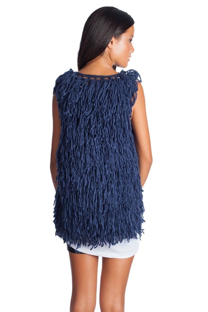 Chaleco punto pelo azul abrigo